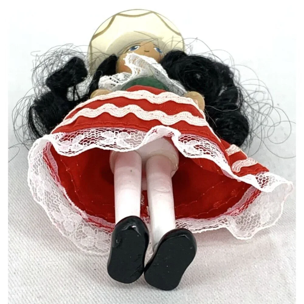 Kurt Adler Spanish Mexican Girl Christmas Ornament Wood Hand Crafted 4.75